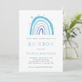 Miracle Baby Blue Rainbow Boy Shower  Einladung (Stehend Vorderseite)