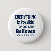 Miracle Bible Verse Christlich Faith Navy Blue Button (Vorderseite)