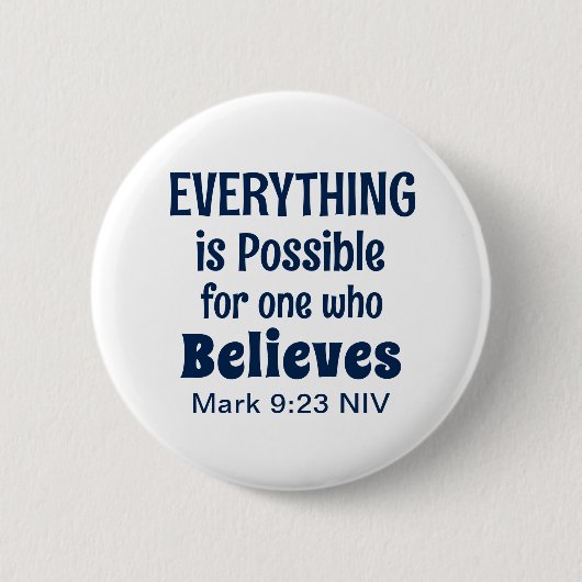 Miracle Bible Verse Christlich Faith Navy Blue Button (Vorderseite)