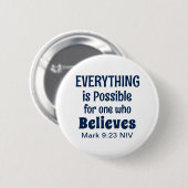 Miracle Bible Verse Christlich Faith Navy Blue Button (Vorne & Hinten)