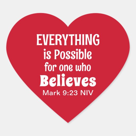 Miracle Bible Verse Christlich Faith Red Herz-Aufkleber (Vorderseite)