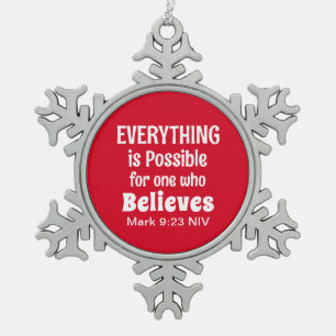 Miracle Bible Verse Christlich Faith Red Schneeflocken Zinn-Ornament