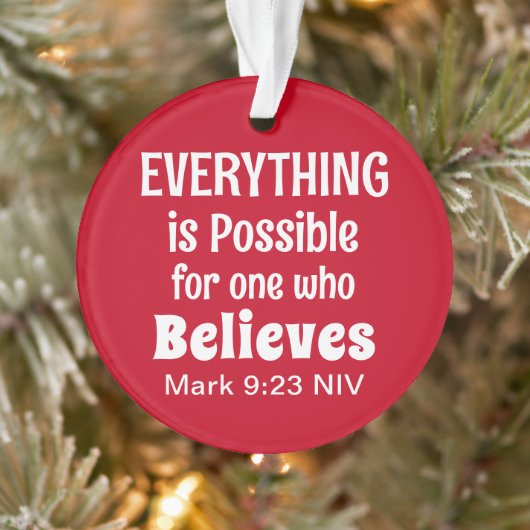 Miracle Bible Verse Christliche Glaube Rot und Wei Ornament (Baum)