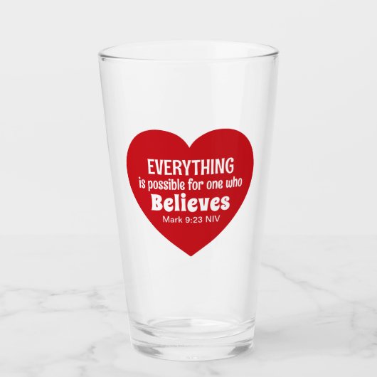 Miracle Bible Verse Red Heart Encouraging Believe Glas (Vorderseite)
