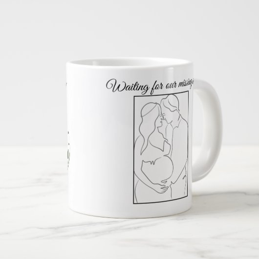 Miracle in Motion – Parents-to-Be Line Art Mug 🤍 Jumbo-Tasse (Vorderseite Rechts)