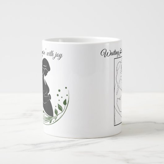 Miracle in Motion – Parents-to-Be Line Art Mug 🤍 Jumbo-Tasse (Vorderseite)