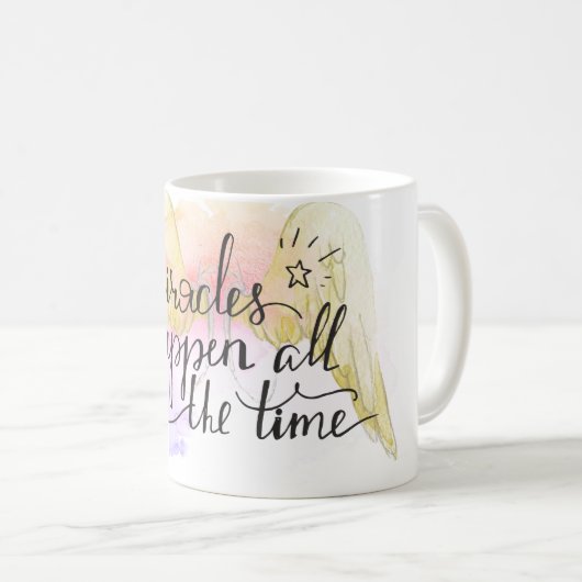 Miracles Happen Angel Wings Kaffeetasse (VorderseiteRechts)