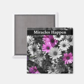 Miracles Happen Daisies Inspiration Magnet (Vorderseite/Rückseite)