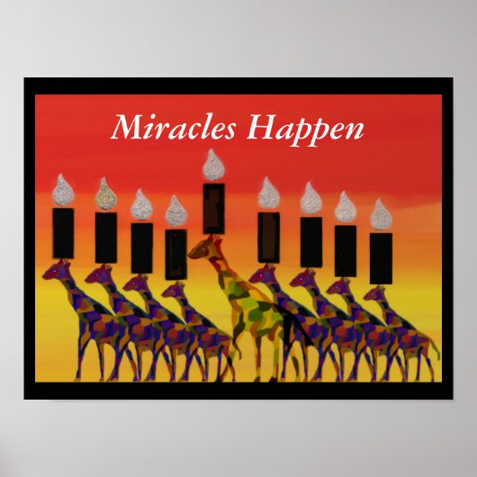 Miracles Happen GiraffesHannukah Menorah Print Poster (Vorne)