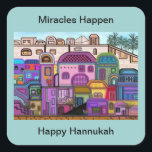 Miracles Happen Hannukah Stickers<br><div class="desc">Grafische Illustration der Farbpalette in Jerusalem. Passen Sie diese Aufkleber mit Ihrer Auswahl an Hintergrundfarbe und Nachricht an. Originelle Kunstwerke von Magins Kreationen.</div>