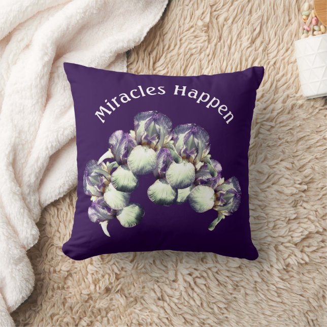 Miracles Happen Iris Flowers Inspirational    Kissen (Decke)