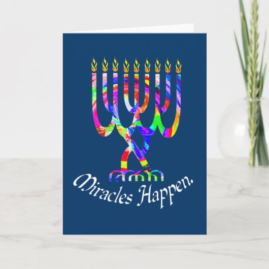 Miracles Happen Menorah Cards Feiertagskarte (Vorderseite)