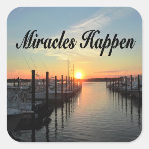 MIRACLES HAPPEN SUNSET FOTO DESIGN QUADRATISCHER AUFKLEBER