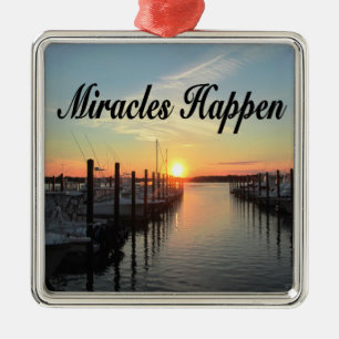 MIRACLES HAPPEN SUNSET FOTO DESIGN SILBERNES ORNAMENT