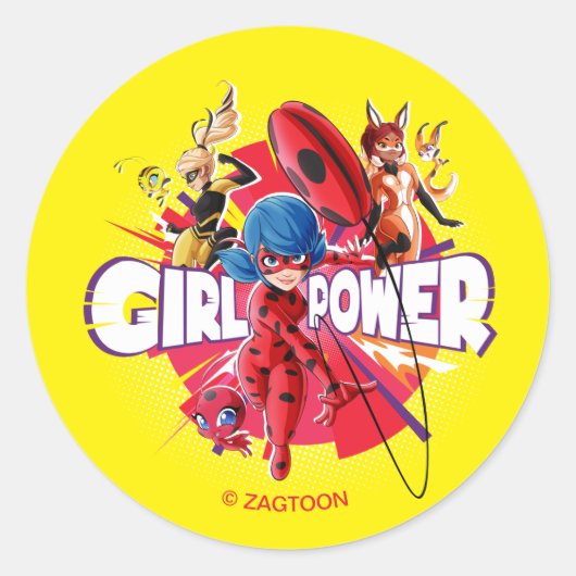 Miraculous Girl Power Runder Aufkleber (Vorderseite)