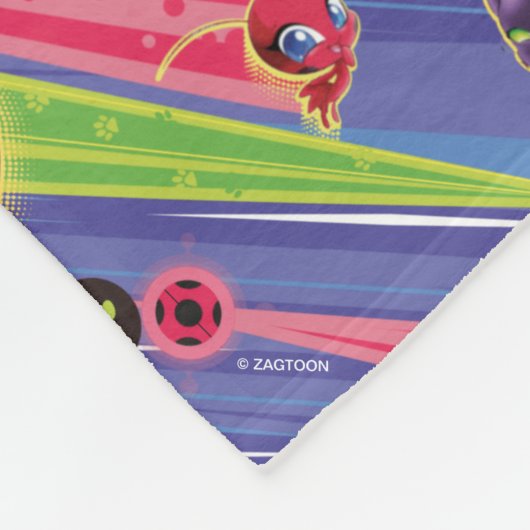 Miraculous Kwamis Tikki & Plagg Muster Fleecedecke (Ecke)