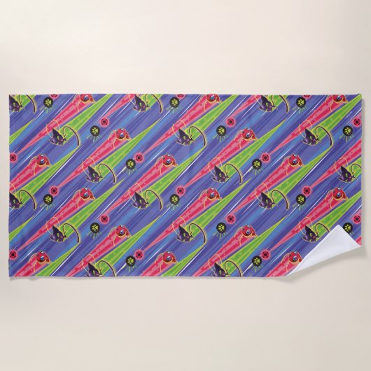 Miraculous Kwamis Tikki & Plagg Muster Strandtuch (Vorderseite)