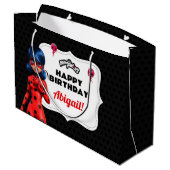 Miraculous Ladybug Birthday Große Geschenktüte (Rückseite Schrägansicht)