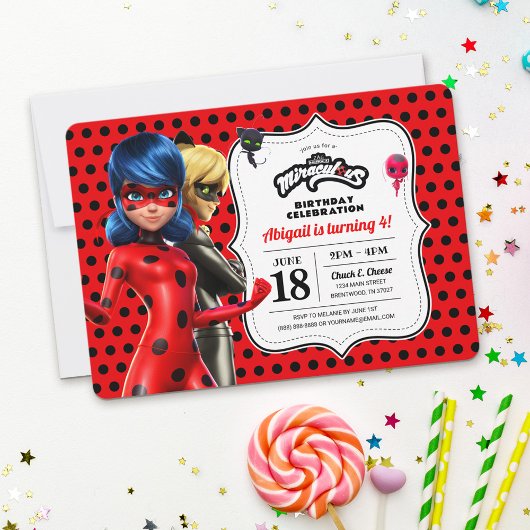 Miraculous Ladybug & Cat Noir Birthday Einladung