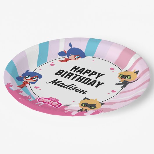 Miraculous Ladybug & Cat Noir Birthday Pappteller (Schrägansicht)