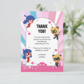 Miraculous Ladybug & Cat Noir Chibi Geburtstag Dankeskarte (Stehend Vorderseite)