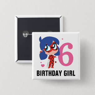 Miraculous Ladybug Chibi Birthday Girl Button