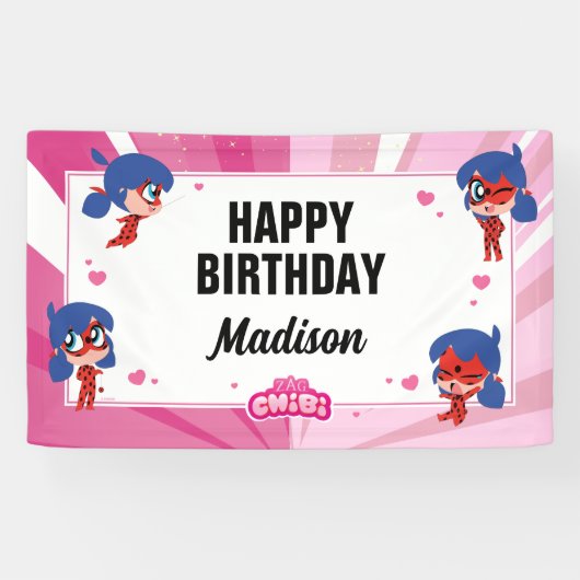 Miraculous Ladybug Chibi Geburtstag Banner (Horizontal)