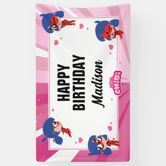 Miraculous Ladybug Chibi Geburtstag Banner (Vertikal)