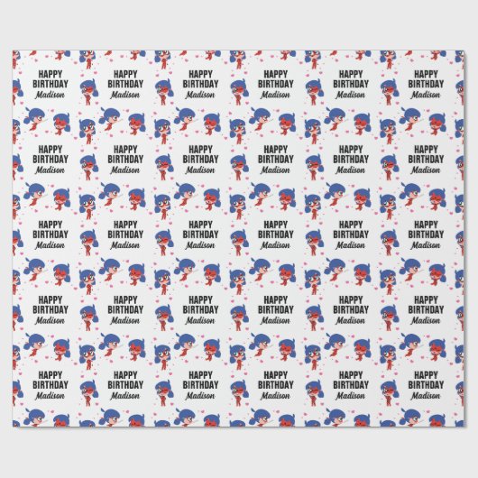 Miraculous Ladybug Chibi Geburtstag Geschenkpapier (Flach)