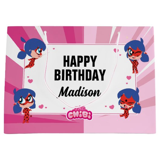 Miraculous Ladybug Chibi Geburtstag Große Geschenktüte (Vorderseite)