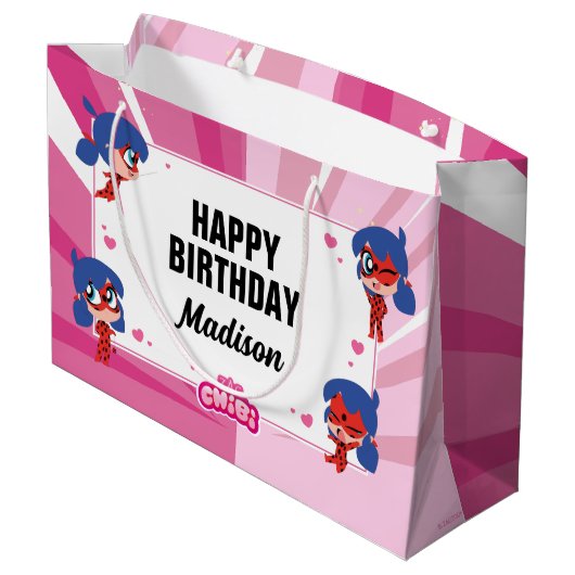 Miraculous Ladybug Chibi Geburtstag Große Geschenktüte (Rückseite Schrägansicht)