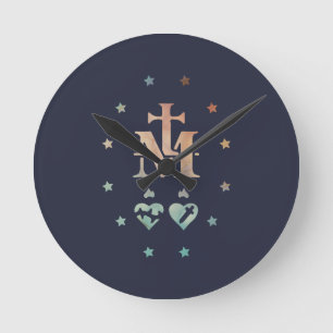 Miraculous Medal Our Lady of Grace Runde Wanduhr