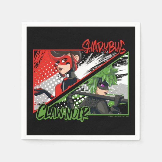 Mirakulous Re-verse Shadybug & Claw Noir Serviette (Vorderseite)