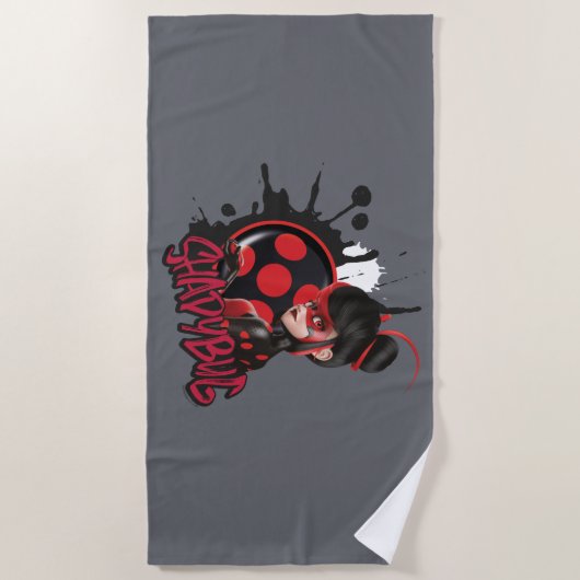 Mirakulous Re-verse Shadybug-Zeichen Grafik Strandtuch (Vorderseite)