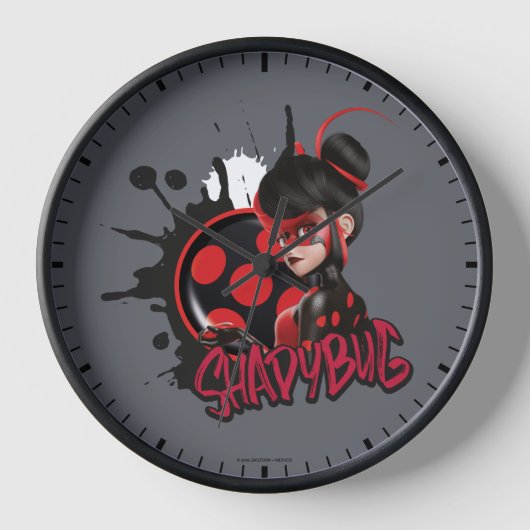 Mirakulous Re-verse Shadybug-Zeichen Grafik Uhr (Vorderseite)