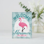 Miramar Florida Pink Flamingo Retro Postkarte (Stehend Vorderseite)