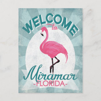 Miramar Florida Pink Flamingo Retro Postkarte