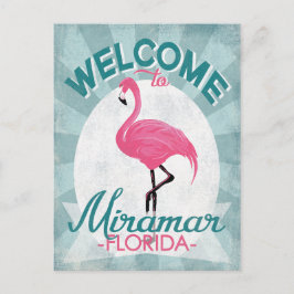 Miramar Florida Pink Flamingo Retro Postkarte