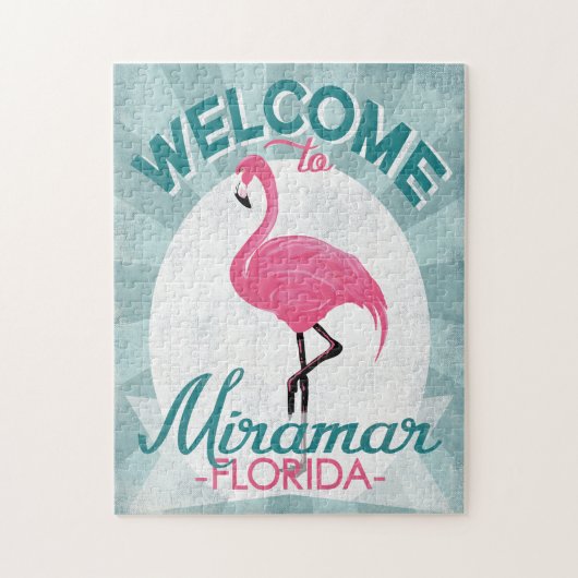 Miramar Florida Pink Flamingo Retro Puzzle (Vertikal)