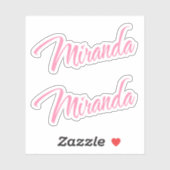 Miranda Decorative Name in Pink x2 Aufkleber (Blatt)