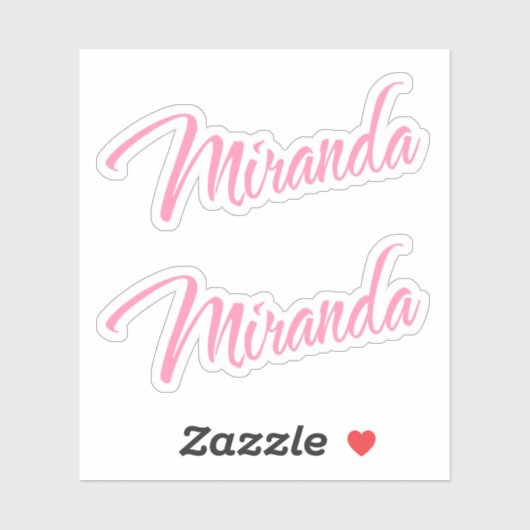 Miranda Decorative Name in Pink x2 Aufkleber (Blatt)