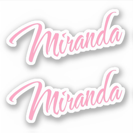 Miranda Decorative Name in Pink x2 Aufkleber (Vorderseite)