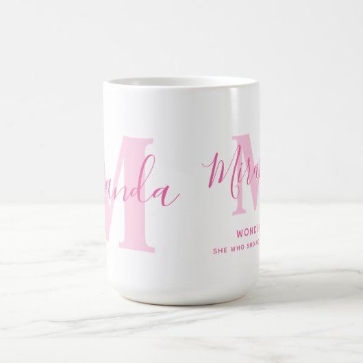 Miranda Name Bedeutung und monogramm rosa Text Kaffeetasse (Mittel)