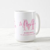 Miranda Name Bedeutung und monogramm rosa Text Kaffeetasse (VorderseiteRechts)