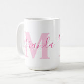 Miranda Name Bedeutung und monogramm rosa Text Kaffeetasse (Vorderseite Links)