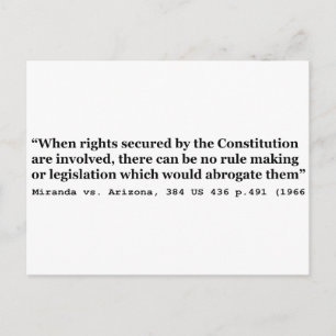 Miranda vs Arizona 384 US 436, S 491 1966 Postkarte