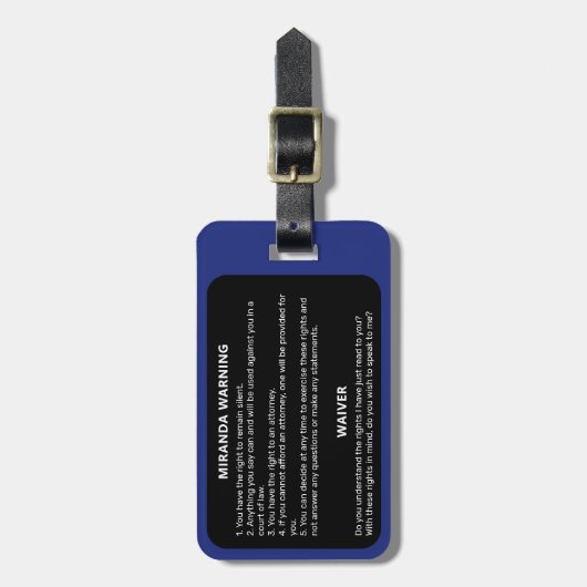 Miranda warnt Polizei-Flag Gepäckanhänger (Vorderseite vertikal)