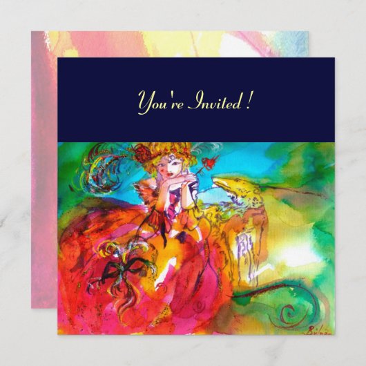 MIRANDOLINA MARDI GRAS MASQUERADE PARTY EINLADUNG (Vorne/Hinten)