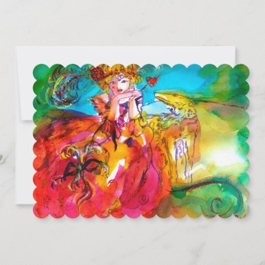 MIRANDOLINA MASQUERADE BALL, gelb-braun, grün Einladung (Vorderseite)