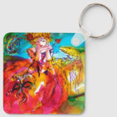 MIRANDOLINA MIT HUND/Venezianischen Masquerade Mas Schlüsselanhänger (Rückseite)